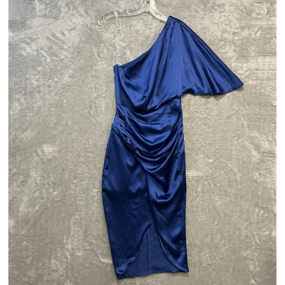 DO+BE One Shoulder Ruched Dress‎ Womens Small Royal Blue Cocktail Party Wedding